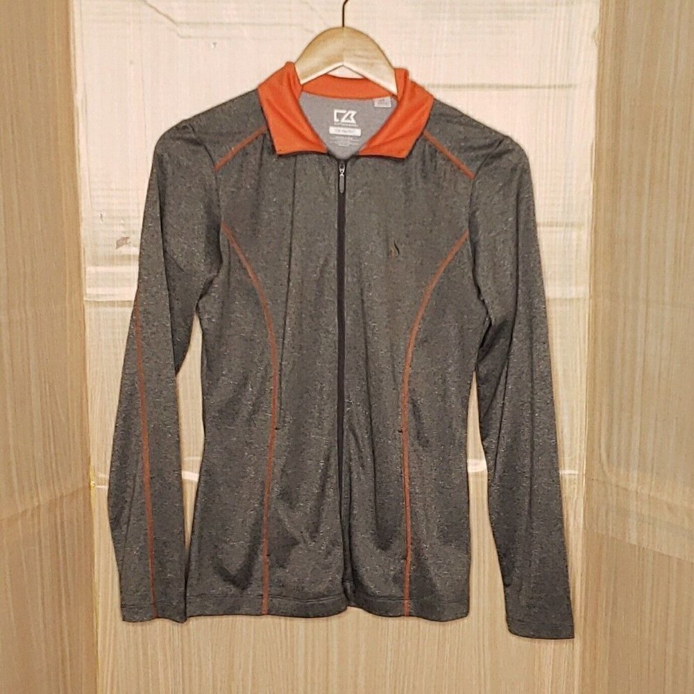 Cutter & Buck DryTec Womens Grey Orange Full Zip Jacket Small